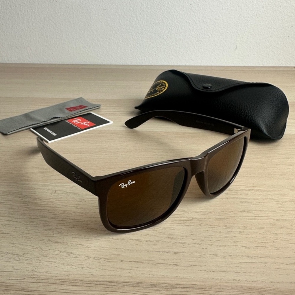 Ray Ban Justin Classic Polarized Sunglasses UNISEX RB4165 Matte Brown NWT - Picture 5 of 9